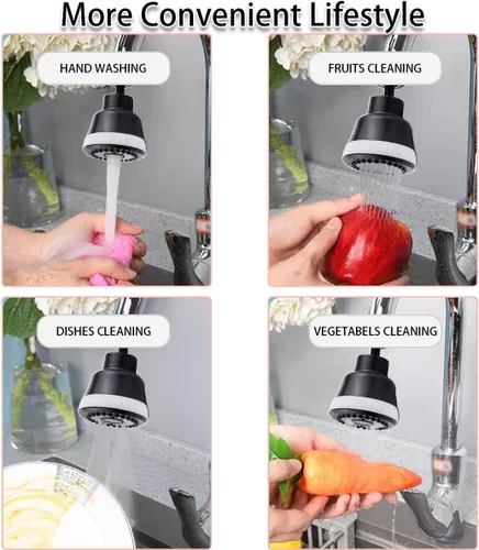Miniatura 7 de Accesorio rociador de grifo aireador, reemplazo de la cabeza del grifo de cocina con 4 modos de pulverización, extensor de grifo giratorio de 360°