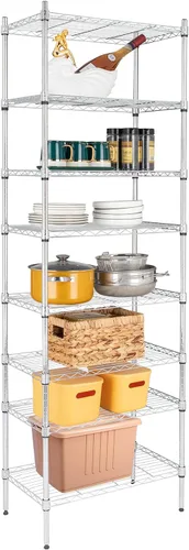 Miniatura 41 de Estanterías de estantes de almacenamiento de 3 niveles, estantes de despensa de acero pesado, estante de alambre ajustable, adecuado para garaje