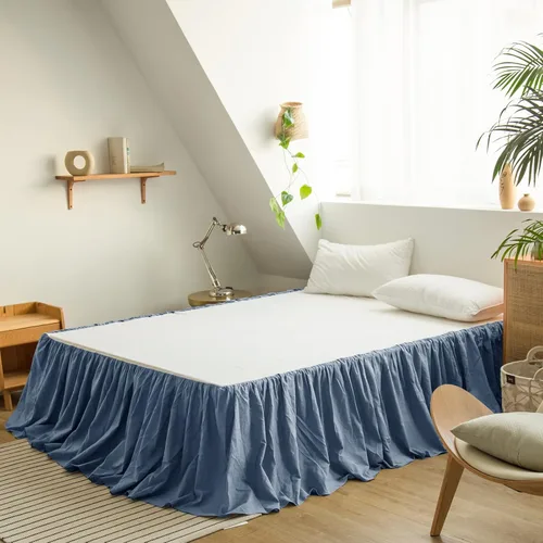 Miniatura 12 de BISELINA - Falda de cama de lino francés con volantes plisados de 22 pulgadas, caída a medida, mezcla natural de lino y algodón, funda para cama