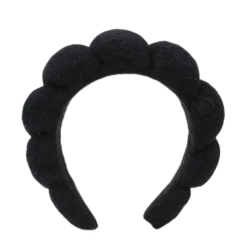 Miniatura 11 de Diadema de esponja de toalla de rizo para mujer, diadema de ducha hinchada para lavado facial, eliminación de maquillaje (paquete de 4, negro)