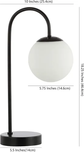 Miniatura 4 de JONATHAN Y Lámpara de mesa con globo de cristal negro de 18.25 pulgadas, lámpara de noche minimalista de mediados de siglo para dormitorio, sala