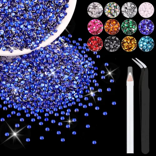 Miniatura 126 de 12000 diamantes de imitación de resina de 0.079 pulgadas a granel para manualidades (transparente), cristales deslumbrantes con parte trasera plana