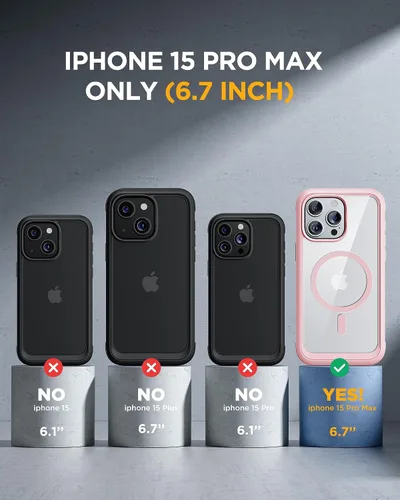 Miniatura 7 de Miracase Funda magnética para iPhone 15 Pro Max de 6.7 pulgadas [compatible con Magsafe] funda militar de cuerpo completo a prueba de caídas