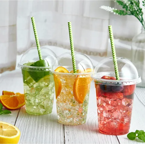 Miniatura 6 de Lilymicky 90 juegos de vasos de plástico transparente de 16 onzas con tapas de cúpula, vasos de plástico desechables de 16 onzas para café helado