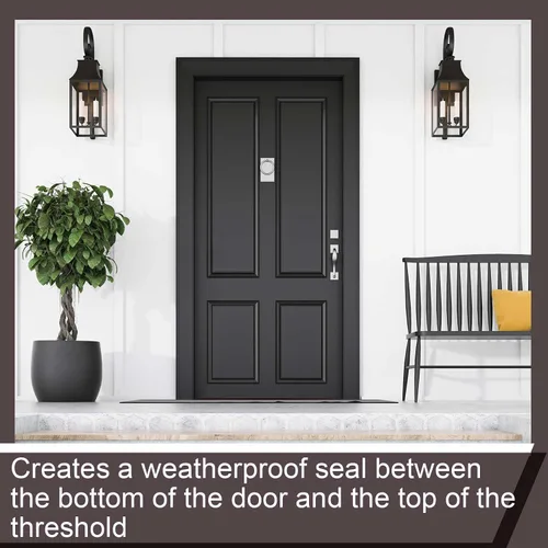 Miniatura 5 de Pushglossy 1 pieza de 36" de barrido de puerta de doble burbuja con muesca de 1-3/4" de ancho, sello de burlete de vinilo para puertas exteriores