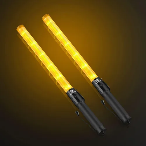 Miniatura 16 de RoadHero Paquete de 6 varitas de tráfico, bastón de control de tráfico LED de 21 pulgadas, varitas de luz de seguridad con 2 modos de parpadeo, Rojo