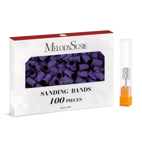 Miniatura 49 de MelodySusie - 100 bandas de lijado para brocas de uñas para lima eléctrica, de grano #80 grueso para limar uñas acrílicas, manicura y pedicura