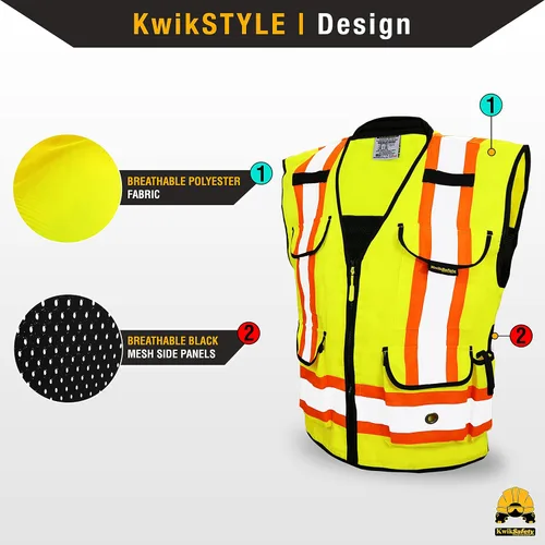 Miniatura 2 de KwikSafety - Charlotte, NC - GODFATHER Safety Vest [CUSHIONED COLLAR + TABLET POCKET] ANSI OSHA Amarillo Clase 2 1 paquete