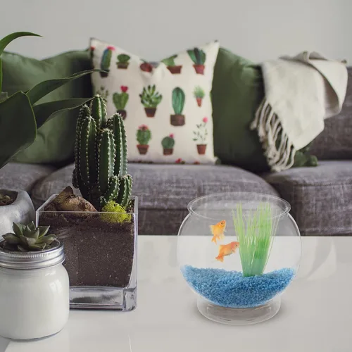 Miniatura 2 de POPETPOP - Cuenco de plástico pequeño para pecera, para escritorio, acuario, cuenco redondo transparente para plantas, hogar, oficina, jardín