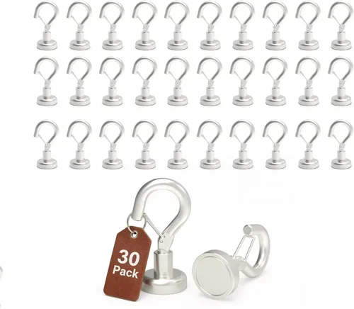 Miniatura 10 de Ant Mag Ganchos magnéticos negros resistentes con broche de presión de 22 libras, ganchos magnéticos fuertes, ideales para colgar en refrigerador