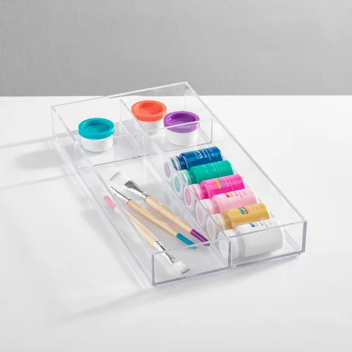 Miniatura 5 de Organizador Clarity de InterDesign para tocador, adecuado para cosméticos y productos de belleza, 8 x 12 x 2 pulgadas, transparente