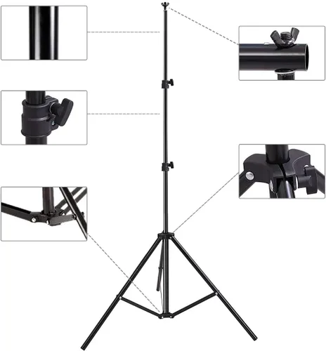 Miniatura 5 de HYJ-INC Soporte de fondo para estudio fotográfico y de vídeo, soporte de fondo fotográfico ajustable de 8 x 8 pies, kit de sistema de soporte