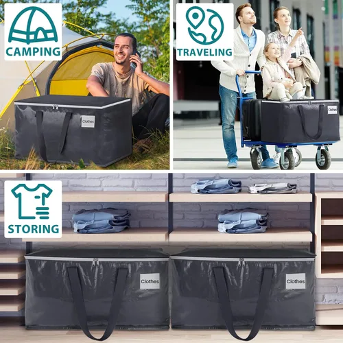 Miniatura 6 de Fabspace Bolsas de mudanza resistentes con cremalleras fuertes y asas, suministros de mudanza plegables, bolsas de almacenamiento para embalaje