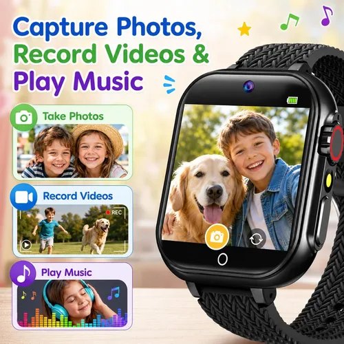 Miniatura 2 de wepfum Reloj inteligente para niños y niñas de 3 a 12 años, reloj inteligente con 39 juegos, pantalla táctil HD, grabadora de video con cámara