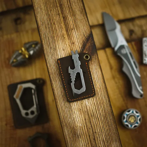 Miniatura 8 de KeyUnity Funda de cuero EDC organizador de bolsillo cosido a mano bolsa deslizante