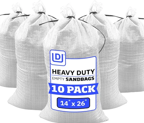 DURASACK Bolsas de Arena de Servicio Pesado con Cuerdas de Amarre, Bolsas de Arena de Polipropileno Tejidas Vacías para Control de Inundaciones con