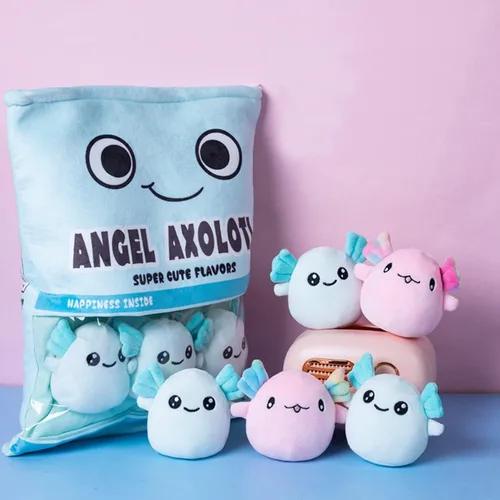 Miniatura 2 de REFAHB Lindo juguete de peluche de ajolote, almohada de peluche extraíble de salamandra, juego de peluche Kawaii para niños, niñas, regalo