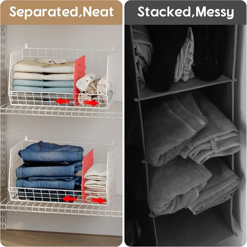 Miniatura 3 de Estantes Colgantes de Armario Extra Grandes de 5 Niveles con Divisor, 2 Pares de Ganchos, 16.5"L x 11.8"W x 51.4"H, Organizadores y Almacenamiento