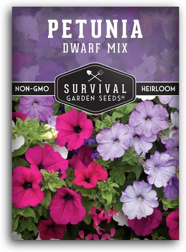 Miniatura 10 de Mezcla de semillas de petunia enana para plantar, planta y cultiva flores coloridas para atraer polinizadores al jardín de tu hogar, variedad