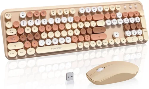 Miniatura 25 de FOPETT - Juego de teclado y mouse inalámbricos de 2.4 GHz con botón de interruptor, teclado de tamaño completo, compatible con V2030 Azul Colorido