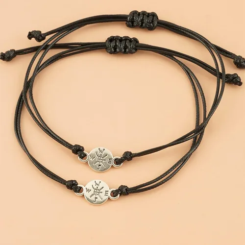 Miniatura 5 de Long tiantian 2 pulseras de corazón con letra inicial, pulseras de 26 letras hechas a mano, pulseras trenzadas de cuerda para hombres y mujeres
