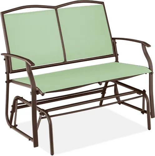 Best Choice Products – Silla mecedora para 2 personas para patio al aire libre, banco para jardín, balancín de acero con tela Textilene, marco de