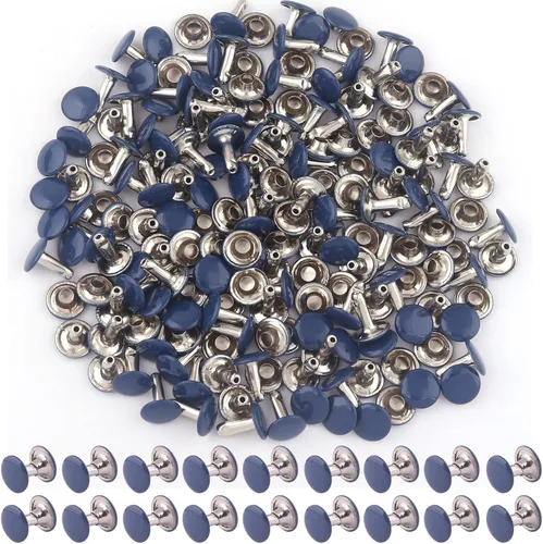 Miniatura 13 de Remaches tubulares de doble tapa arcoíris – Remache rápido redondo de botón de metal arcoíris de 0.354 in, remaches para bolsos, bolsos, zapatos
