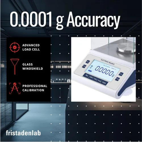 Miniatura 4 de Fristaden Lab Balanza analítica 7.41 oz x 0,1 mg (0.00 oz) Certificado de calibración Balanza de laboratorio profesional Compañía USA