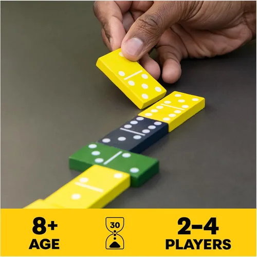 Miniatura 2 de Mindful Classics, Juego de dominó de madera de doble seis, juegos clásicos sostenibles con estuche de almacenamiento de madera, para adultos y niños