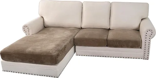 Miniatura 73 de H.VERSAILTEX - Funda de terciopelo elástica y afelpada para protección de cojines de sofá biplaza, silla o sofá, 2 piezas, tamaño grande, color gris