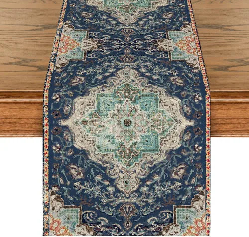Miniatura 10 de Artoid Mode Camino de Mesa Estilo Boho Bohemia Naranja, Decoración Mágica de Otoño para Cocina y Comedor de Estilo Rústico y Granja, para Decoración