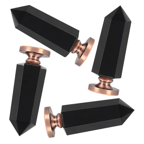 Miniatura 5 de SUNYIK Juego de sellos de cera, 6 asas de piedra de punto de cristal facetado con 4 sellos de cera para invitaciones de boda, mango de obsidiana