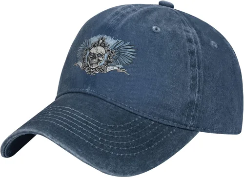 Sombrero de vaquero de moda para hombre y mujer, ajustable para cuatro estaciones, gorra de béisbol del infierno con ángel, azul marino, Azul marino