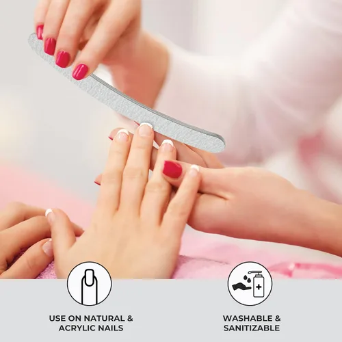 Miniatura 6 de ForPro Professional Collection Zebra - Tabla de espuma curvada, grano 100/180, limas de uñas de manicura y pedicura de doble cara, 7 pulgadas