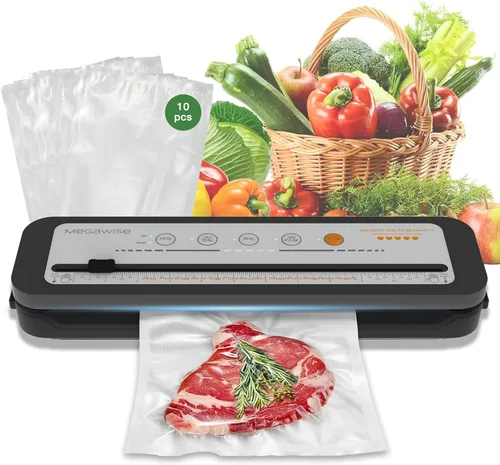 Miniatura 8 de MegaWise Máquina selladora al vacío potente y compacta Sellador automático de alimentos de un solo toque