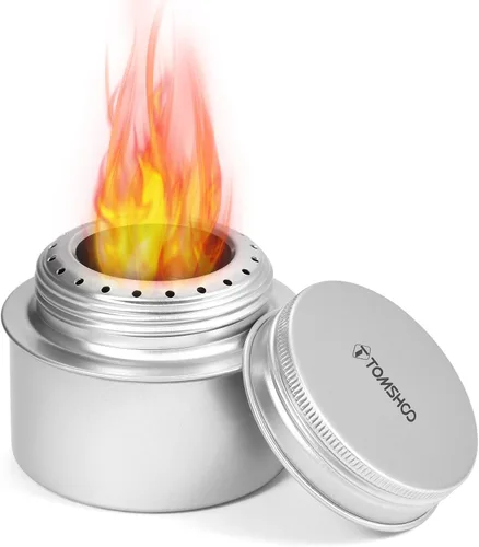 Miniatura 3 de HUIOP Estufa, Mini Estufa Portátil de Aleación de Aluminio con Tapa y Parabrisas de Acero Inoxidable para Acampar al Aire Libre Senderismo Mochilero