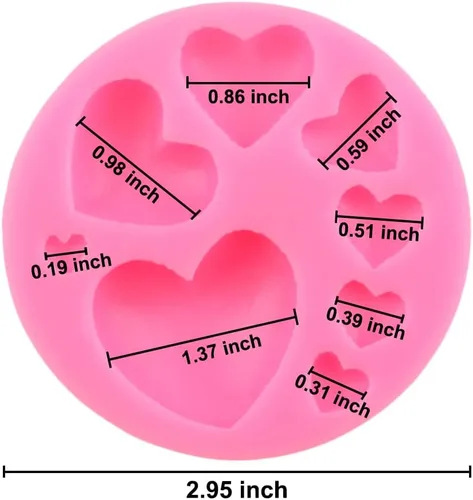 Miniatura 5 de 4 moldes de silicona con forma de corazón, 8 tamaños para decoración de galletas, pasteles, pasteles, chocolates