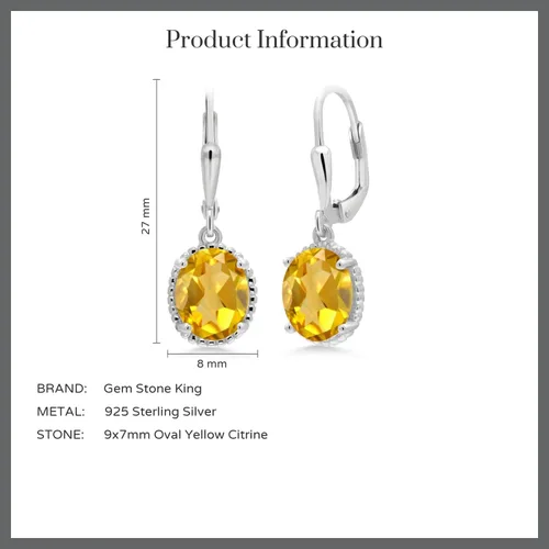 Miniatura 87 de Gem Stone King Aretes colgantes de gota para mujer, plata de ley 925, piedra natal ovalada de 0.354 x 0.276 in, joyería fina, regalos para ella