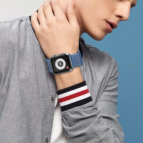 Miniatura 7 de Correa deportiva compatible con Apple Watch Band de 1.496 in, 1.575 in, 1.654 in, 1.732 in, iWatch Series 6 5 SE 4 3 2 1, correa de nailon con azul