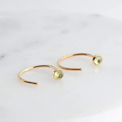 Miniatura 23 de Half Huggie Gold Hoop Earrings for Girls Women Tiny Cartilage Birthstone Stud Piercing Earring Hypoallergenic Earring Screw Back Dainty Hug Hoops