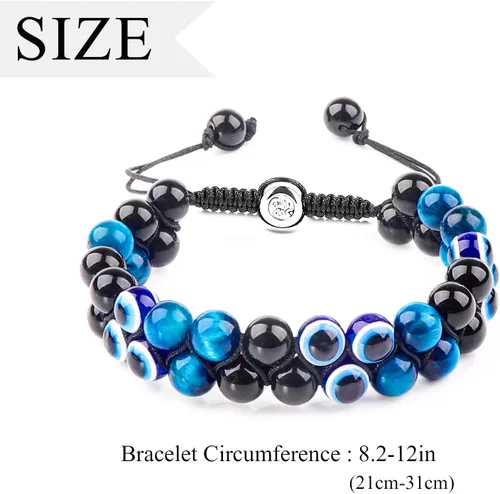 Miniatura 10 de Triple Protection Bracelet, CARPDIM Evil Eye bracelet and Black Obsidian evil eye Beads Bracelet for Men Women Healing Bracelets Bring Good Luck