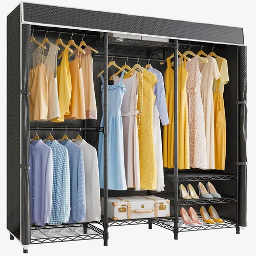 Miniatura 13 de VIPEK V5C Plus - Perchero de ropa portátil cubierto, armario portátil, perchero resistente con estantes ajustables, perchero de metal negro