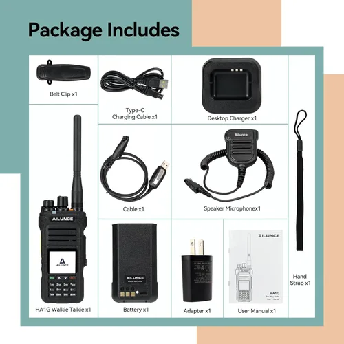 Miniatura 7 de Retevis Ailunce HA1G Radio GMRS de Mano, Actualización Chirp, Radio GMRS con Micrófono de Altavoces IP67, Impermeable IP67, NOAA, 2800mAh USB-C