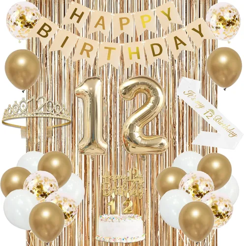 Miniatura 33 de Trgowaul Decoraciones de 9º cumpleaños para niñas, pancarta, banda y corona, decoración de pastel, globo de número 9, cortinas de flecos