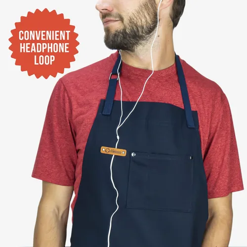 Miniatura 4 de Chef Pomodoro Delantal de chef para hombre y mujer, delantal de cocina con bolsillos y correas ajustables para el cuello, delantal de cocina 100%