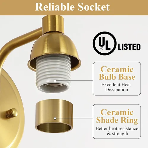 Miniatura 5 de Mecgirn Stainless Steel Bathroom Vanity Light Over Mirror, 1 Light Brushed Gold Bathroom Light Fixtures with Textured Glass Shades, Modern Vanity