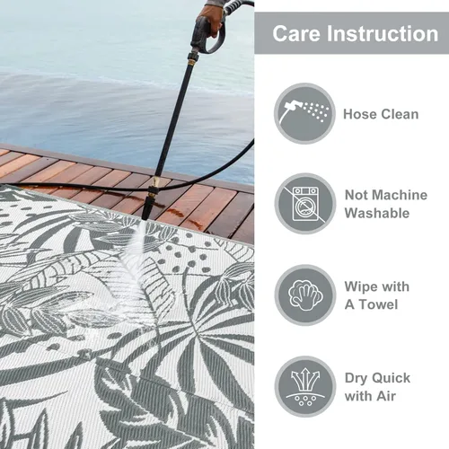 Miniatura 5 de Anidaroel Alfombras de exterior de 6 x 9 pies para patios, impermeables, reversibles, de plástico tropical, alfombra de campamento, alfombra grande
