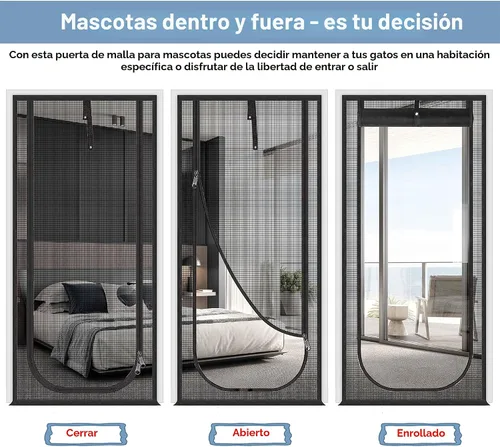 Miniatura 6 de Puerta de Malla Mejorada para Mascotas, Se Adapta a Abertura de Puerta de 34 x 83 pulgadas, Puerta de Malla Gruesa Resistente a Gatos para Sala