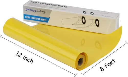 Miniatura 4 de Guangyintong Rollos de Vinilo Amarillo de Transferencia de Calor HTV, 12" x 8 pies, Superficie Brillante de Vinilo para Planchar en Camisetas, Fácil