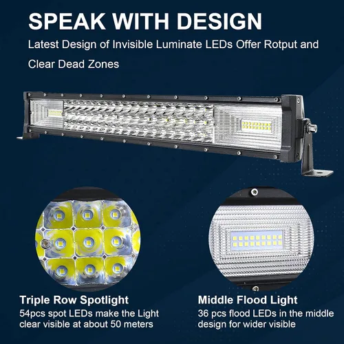 Miniatura 6 de SKYWORLD Barra de Luz LED de 22 pulgadas Recta 270W Combo de Foco e Inundación Barra de Luces Todo Terreno + 2PCS Pods LED de 4 Pulgadas 36W de Foco